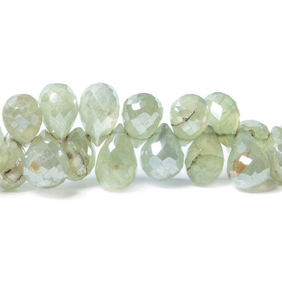 9x5-11x6mm Mystic Prehnite tear drop briolette beads 7.5 inch 67 pieces