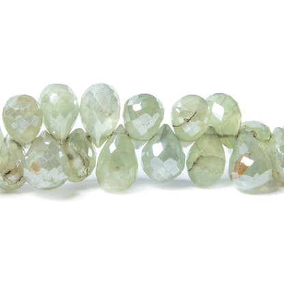 9x5-11x6mm Mystic Prehnite tear drop briolette beads 7.5 inch 67 pieces