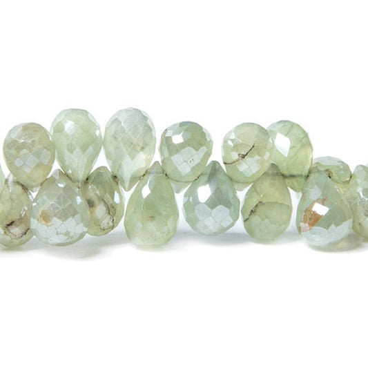 9x5-11x6mm Mystic Prehnite tear drop briolette beads 7.5 inch 67 pieces