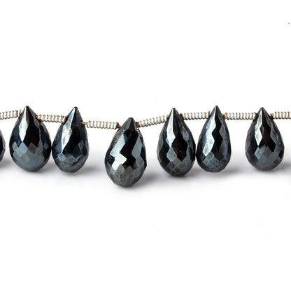 9x5-11x7mm Metallic Black Spinel Tear Drops 8 inch 30 beads