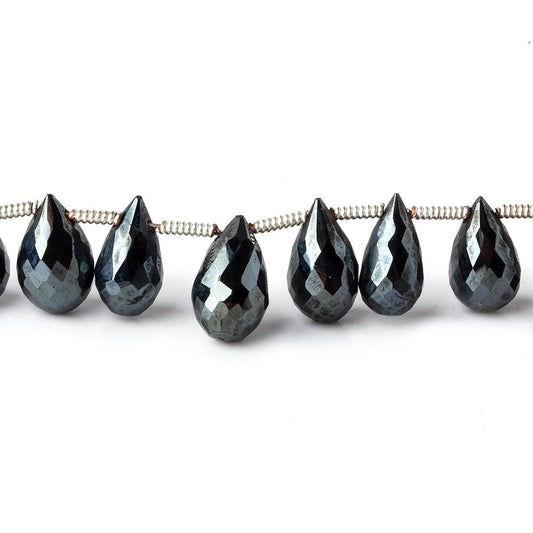 9x5-11x7mm Metallic Black Spinel Tear Drops 8 inch 30 beads