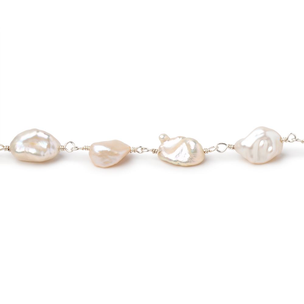 9x5-12x6mm Peach Keshi Pearls on .925 Silver Chain