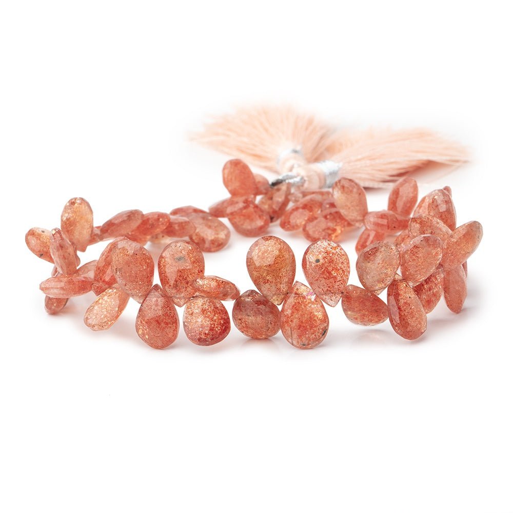 9x5-13x9mm Sunstone faceted pear beads 8 inches 55 pieces AAA