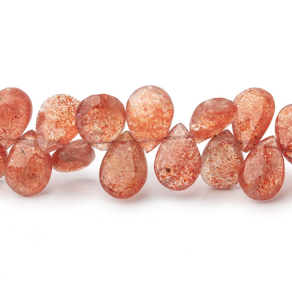 9x5-13x9mm Sunstone faceted pear beads 8 inches 55 pieces AAA