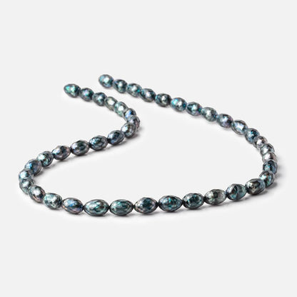 9x6-10x6.5mm Teal Blue Faceted Oval Freshwater Pearls 16 inch 44 pieces
