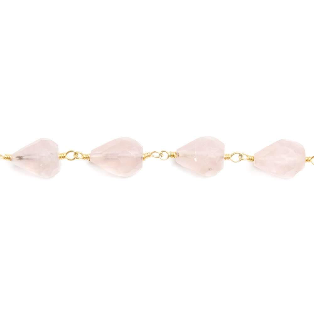 9x6-10x7mm Rose Quartz faceted tear drop Gold plated Chain by the foot 20pcs