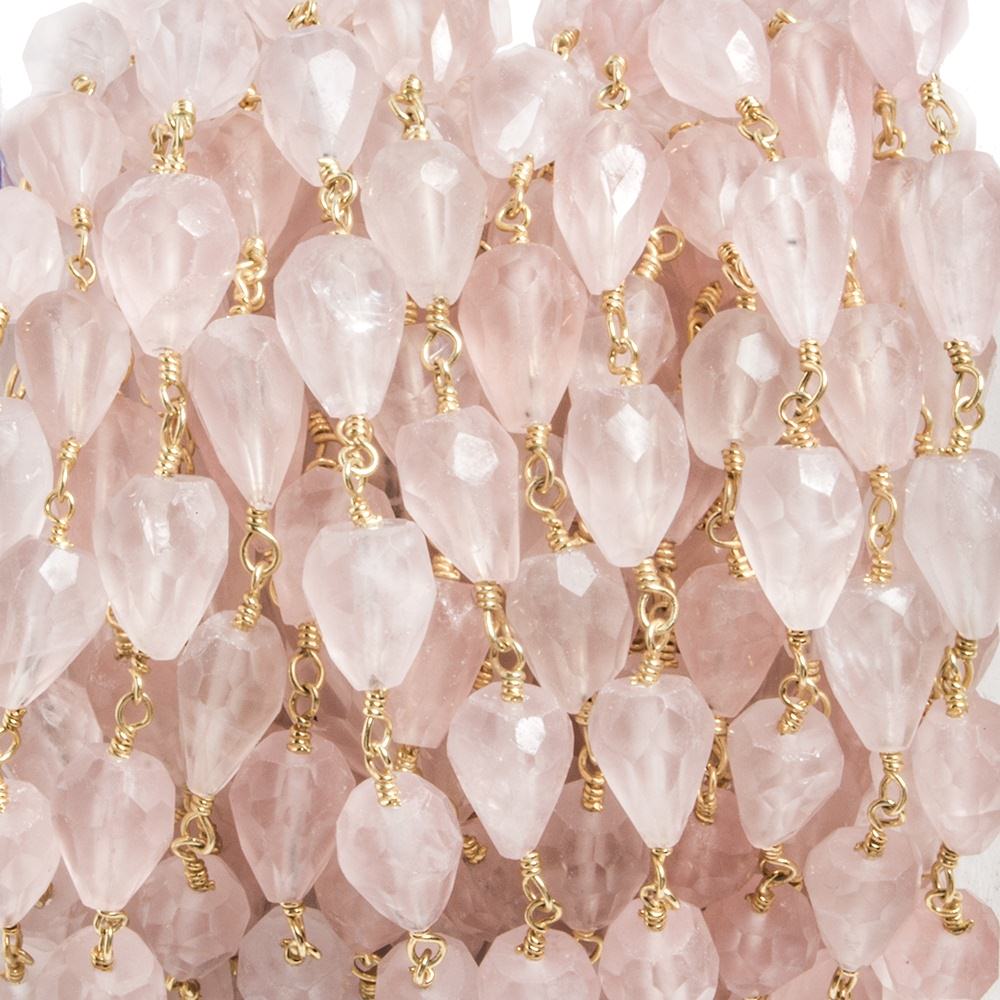 9x6-10x7mm Rose Quartz faceted tear drop Gold plated Chain by the foot 20pcs