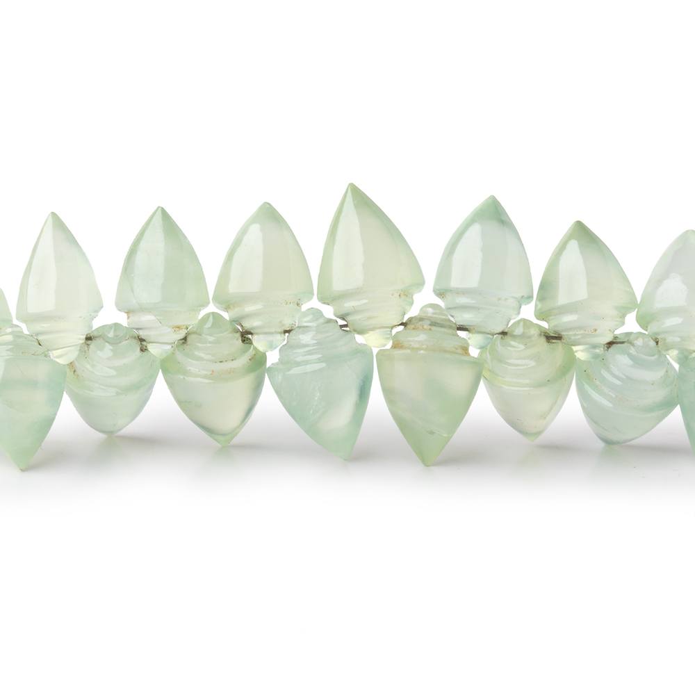 9x6-11x8mm Prehnite Carved Shell Beads 3 inch 22 pieces