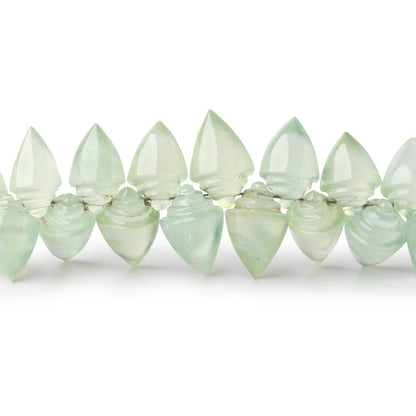 9x6-11x8mm Prehnite Carved Shell Beads 3 inch 22 pieces