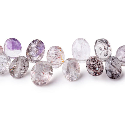 9x6-11x9mm Moss Amethyst Top Drilled Pavilion Faceted Ovals 8 inch 42 beads