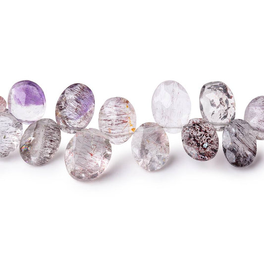 9x6-11x9mm Moss Amethyst Top Drilled Pavilion Faceted Ovals 8 inch 42 beads