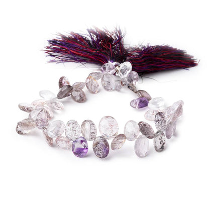 9x6-11x9mm Moss Amethyst Top Drilled Pavilion Faceted Ovals 8 inch 42 beads