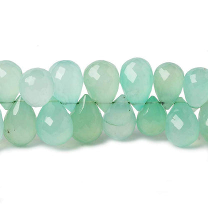 9x6-12x7mm Mint Green Chalcedony faceted tear drop beads 6.5 inch 51 pieces
