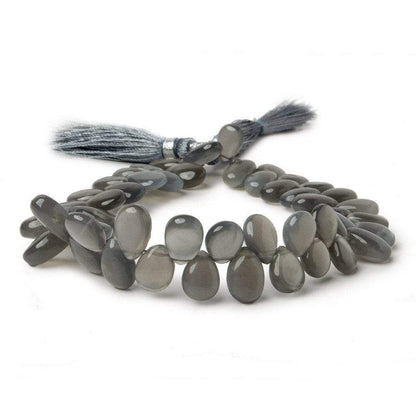 9x6-12x7mm Platinum Grey Moonstone Plain Pear Beads 8 inch 59 pieces