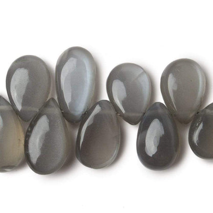 9x6-12x7mm Platinum Grey Moonstone Plain Pear Beads 8 inch 59 pieces