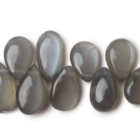 9x6-12x7mm Platinum Grey Moonstone Plain Pear Beads 8 inch 59 pieces