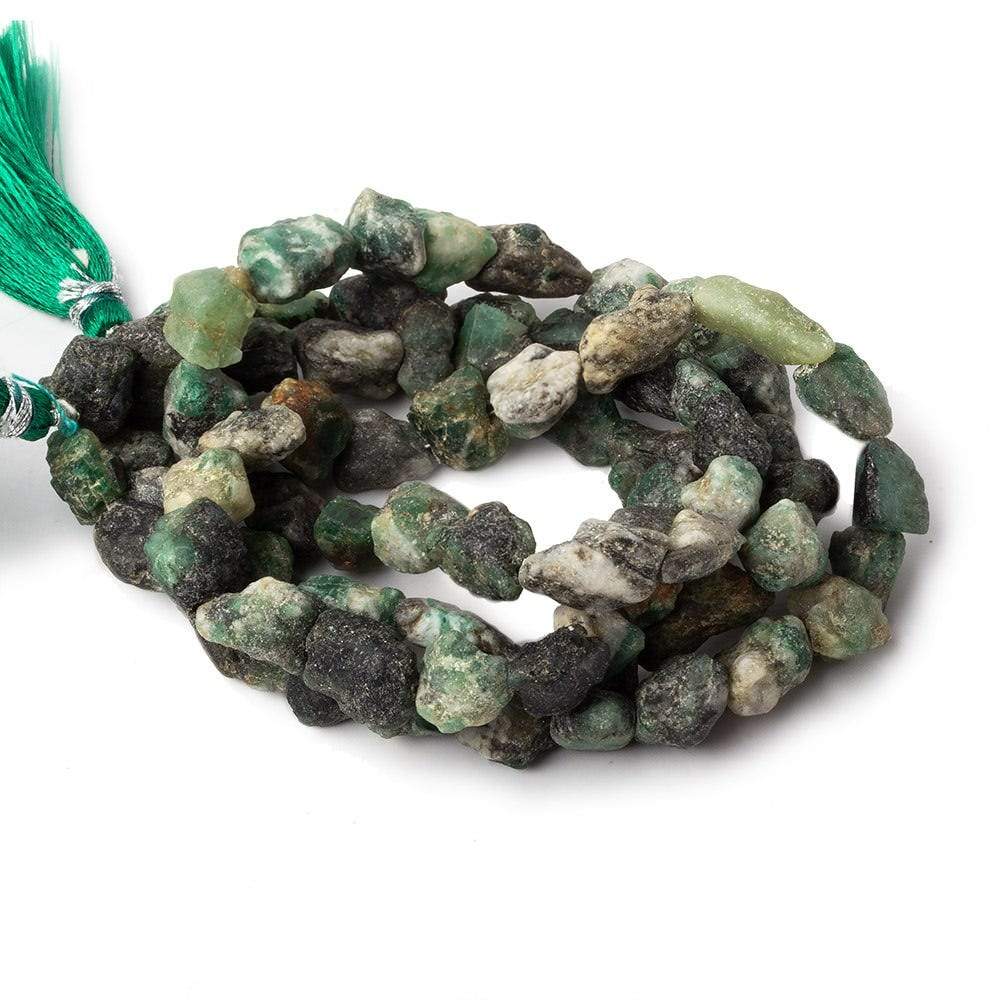 9x6-12x8mm Matte Emerald straight drilled Natural Crystal beads 13 inch 38 beads