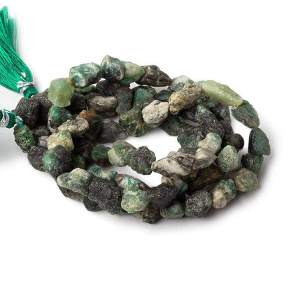 9x6-12x8mm Matte Emerald straight drilled Natural Crystal beads 13 inch 38 beads