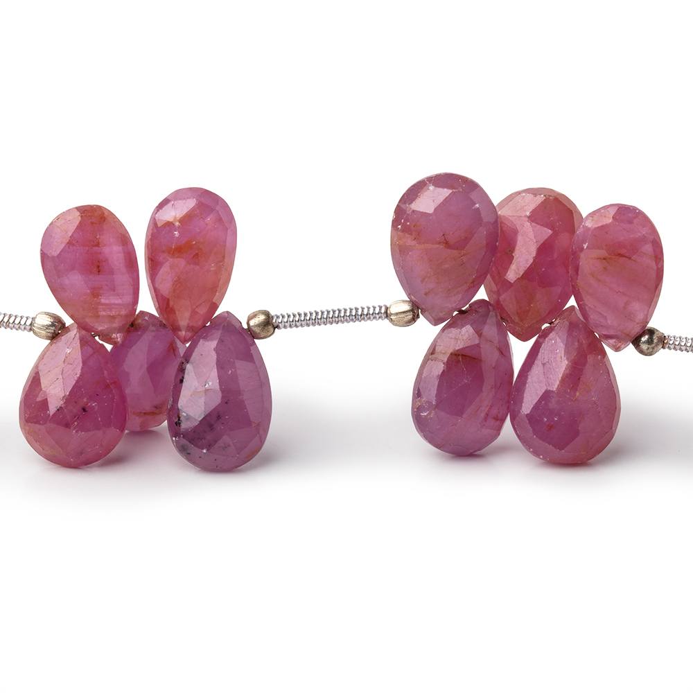 7x6-13x8mm Ruby Faceted Pear Beads 8 inch 28 pieces AA
