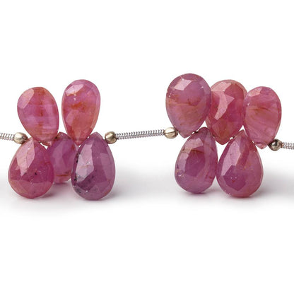 7x6-13x8mm Ruby Faceted Pear Beads 8 inch 28 pieces AA