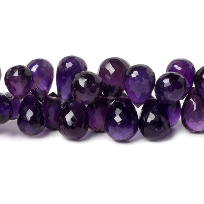 9x6-13x9mm Amethyst Tear Drop Briolette Beads 7.5 inch 68 pieces