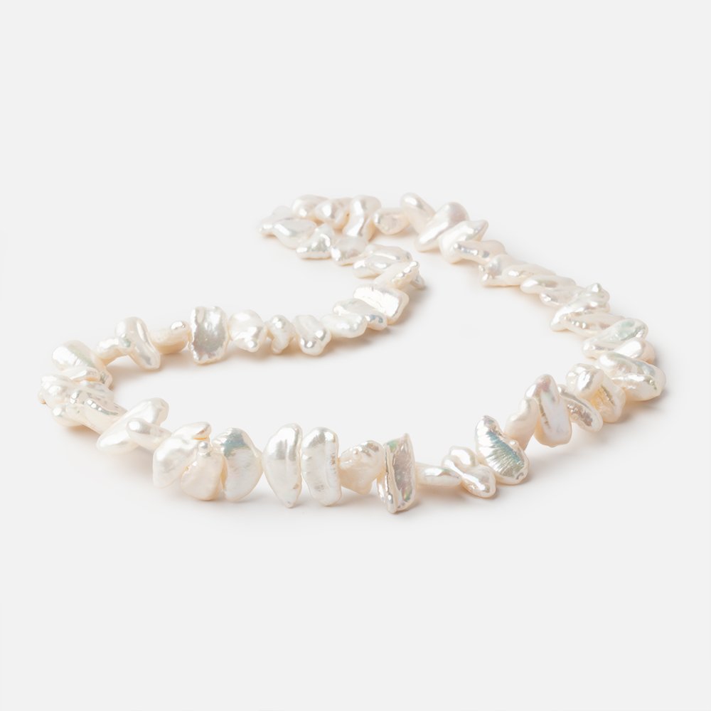 9x6-15x8mm Creamy White Biwa Freshwater Pearls 15.5 inch 59 beads AA