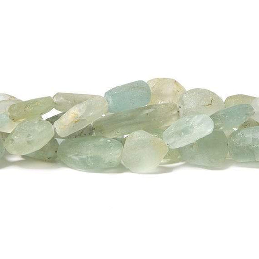9x6-15x9mm Frosted Aquamarine & Yellow Beryl plain nugget Beads 8 inch 16 pcs
