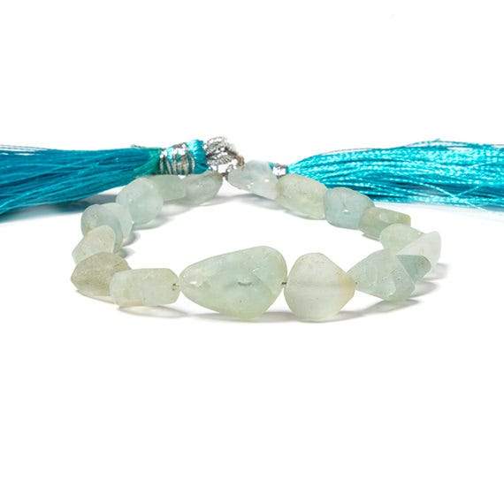 9x6-15x9mm Frosted Aquamarine & Yellow Beryl plain nugget Beads 8 inch 16 pcs