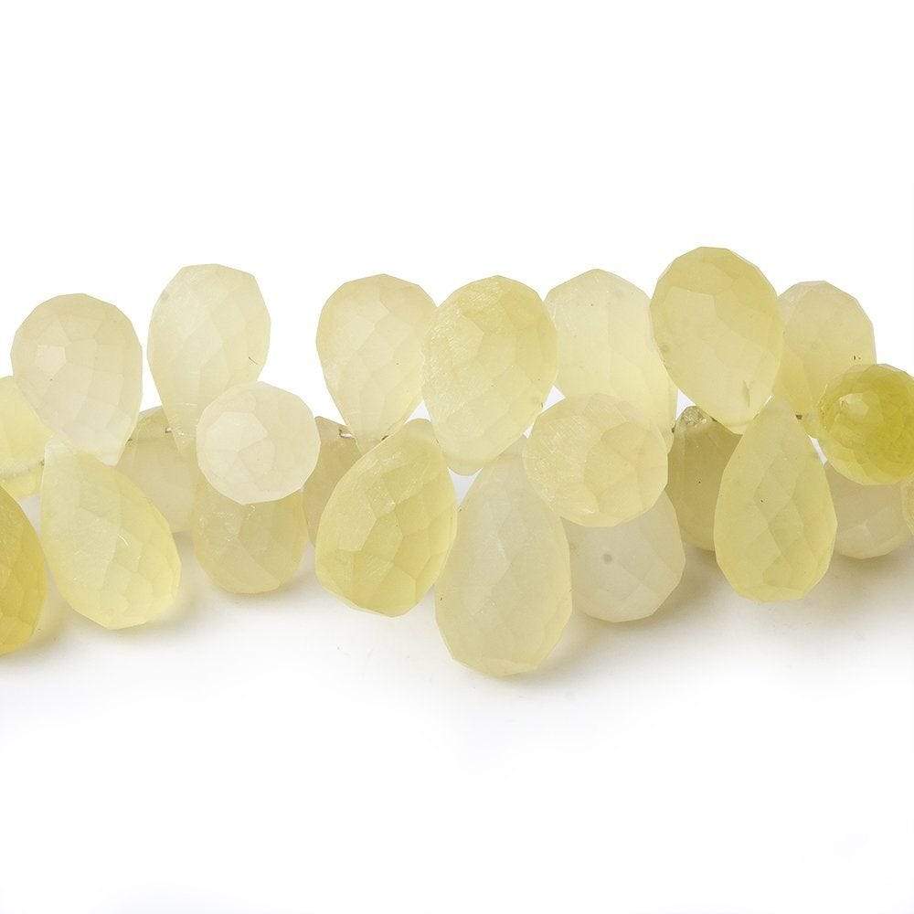 9x6-15x9mm Frosted Lemon Quartz Faceted Tear Drops 7.5 inch 69 pcs