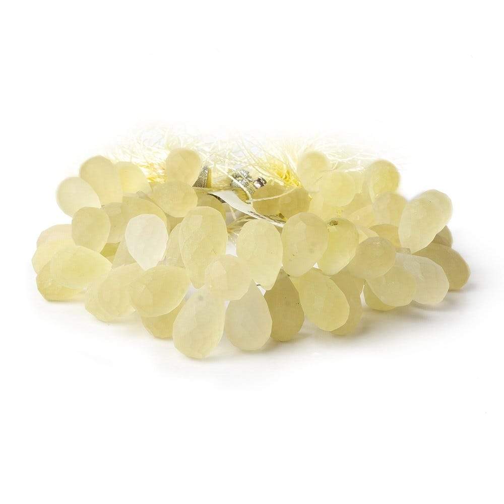 9x6-15x9mm Frosted Lemon Quartz Faceted Tear Drops 7.5 inch 69 pcs