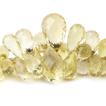 9x6-20x13mm Lemon Quartz Faceted Tear Drop 8 inch 70 Beads AA