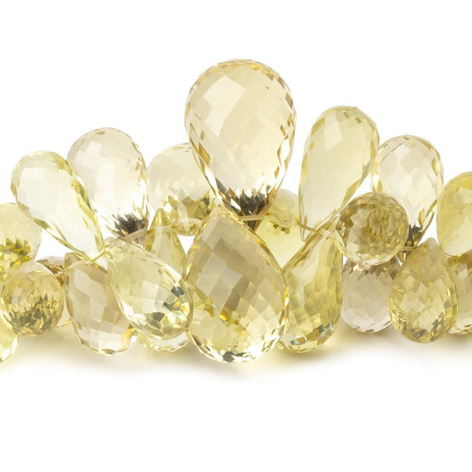 9x6-20x13mm Lemon Quartz Faceted Tear Drop 8 inch 70 Beads AA
