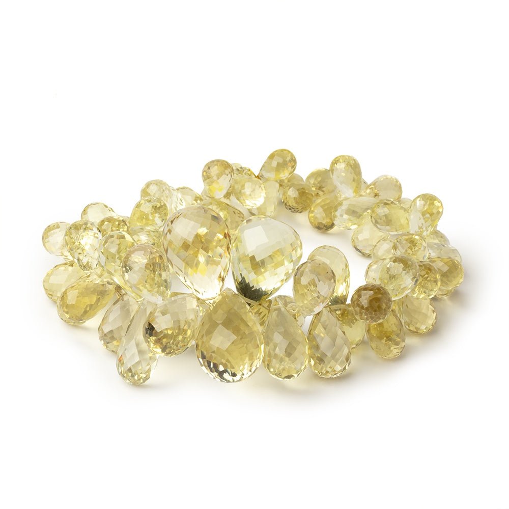 9x6-20x13mm Lemon Quartz Faceted Tear Drop 8 inch 70 Beads AA