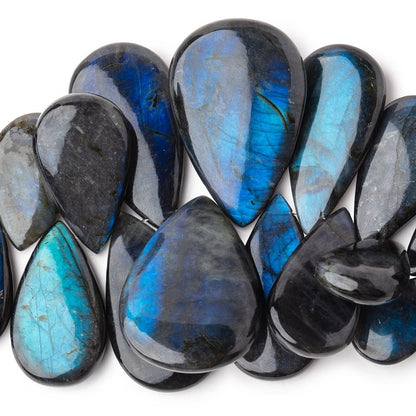 9x6-36x24mm Black Labradorite Plain Pear Beads 7 inch 33 pieces AA