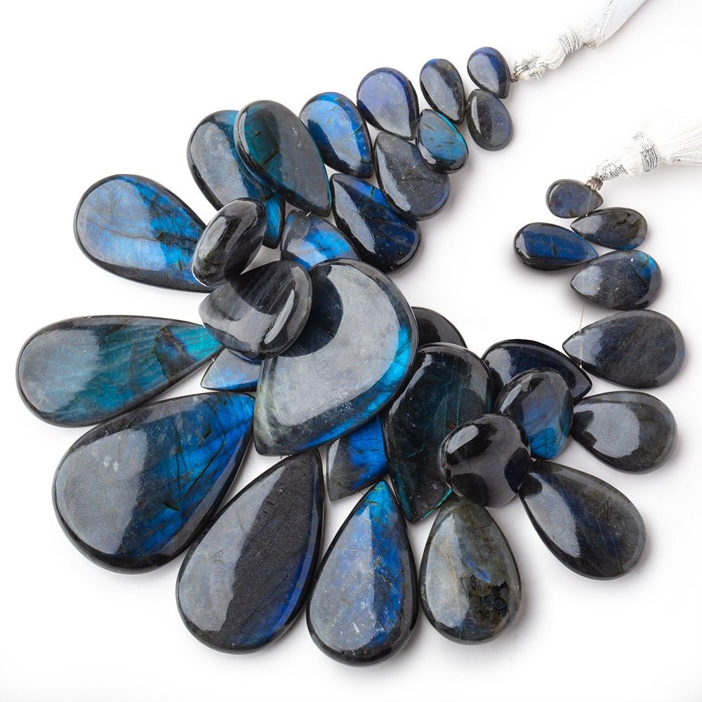 9x6-36x24mm Black Labradorite Plain Pear Beads 7 inch 33 pieces AA