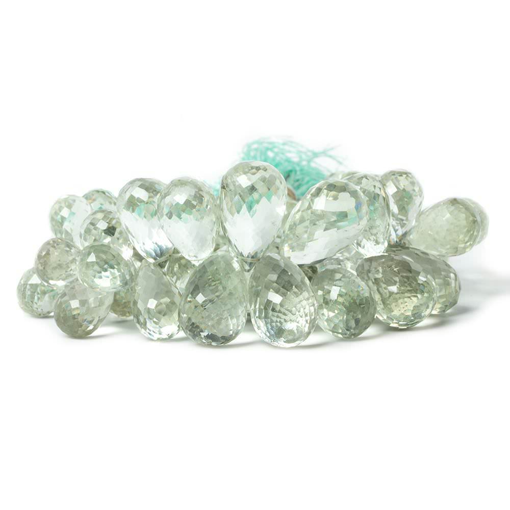 9x6mm-19x13mm Praisiolite Faceted Tear Drop Beads 7.5 inch 57 pieces AA