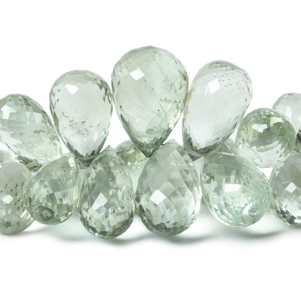 9x6mm-19x13mm Praisiolite Faceted Tear Drop Beads 7.5 inch 57 pieces AA