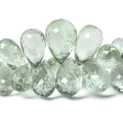 9x6mm-19x13mm Praisiolite Faceted Tear Drop Beads 7.5 inch 57 pieces AA