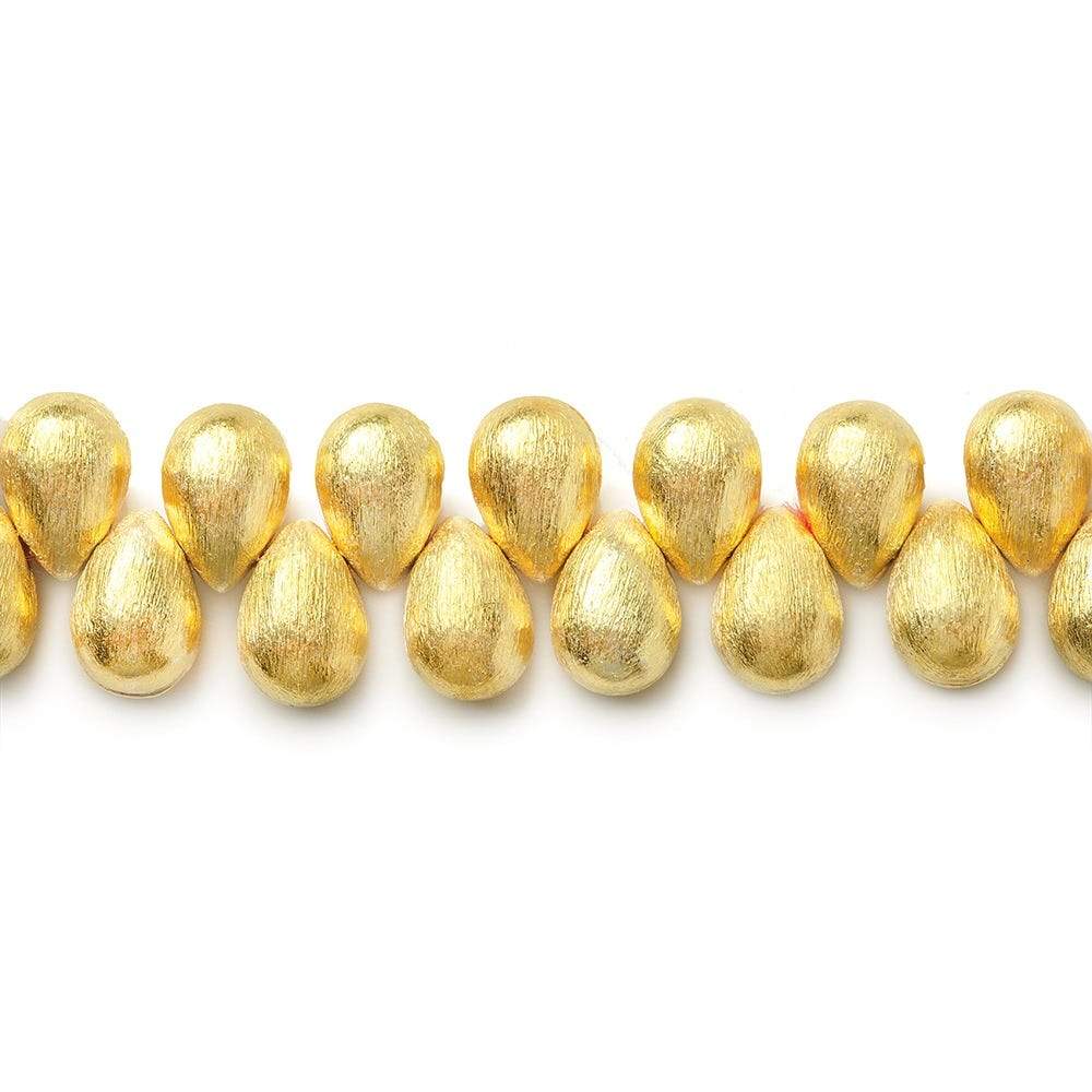 9x6mm 22kt Gold plated Copper Brushed Tear Drop Beads 8 inch 52 pieces