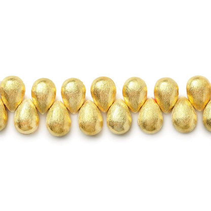 9x6mm 22kt Gold plated Copper Brushed Tear Drop Beads 8 inch 52 pieces