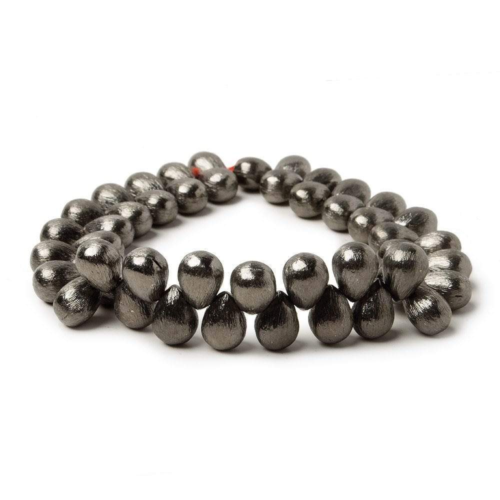 9x6mm Black Gold plated Copper Brushed Tear Drop Beads 8 inch 52 pieces