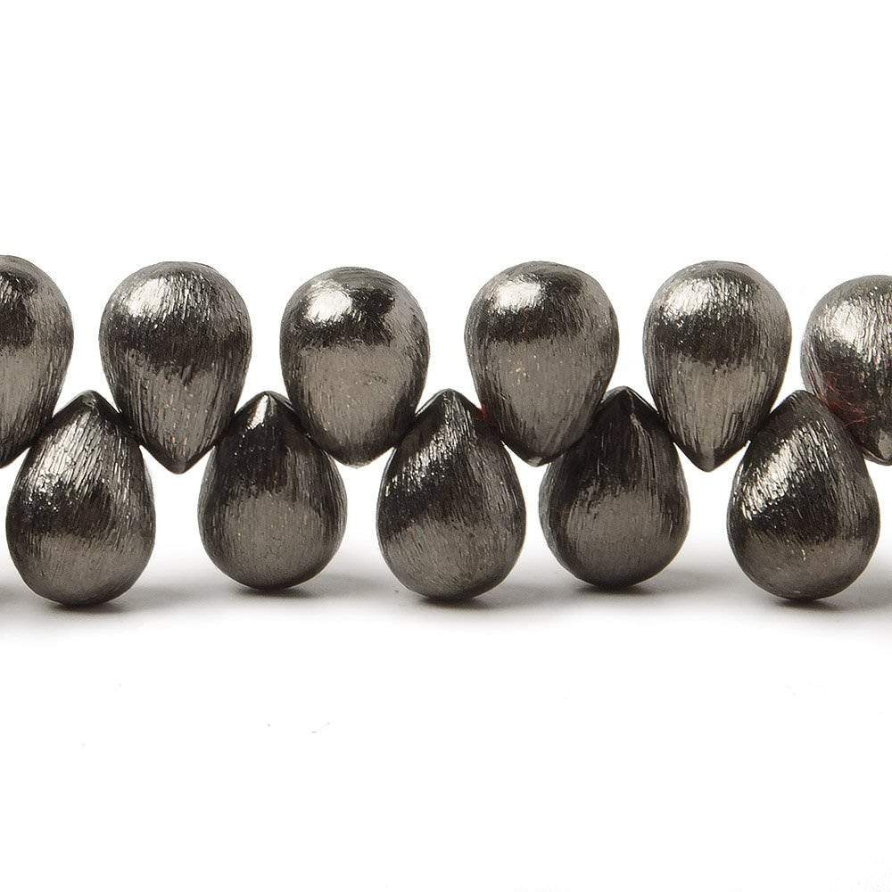 9x6mm Black Gold plated Copper Brushed Tear Drop Beads 8 inch 52 pieces