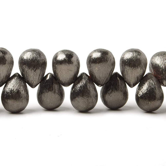 9x6mm Black Gold plated Copper Brushed Tear Drop Beads 8 inch 52 pieces