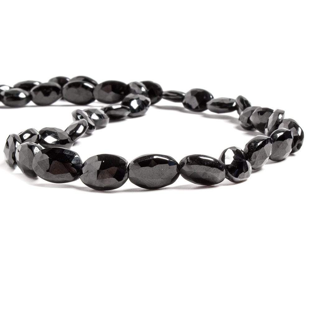 9x6mm Black Spinel Straight Drill Faceted Oval 16 inches 40 pcs