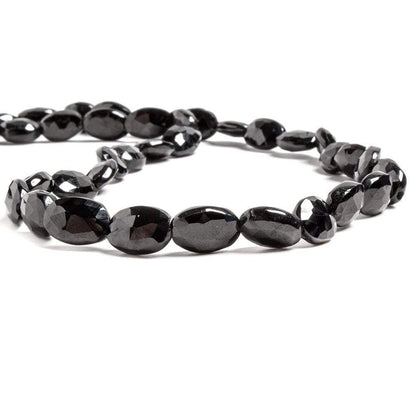9x6mm Black Spinel Straight Drill Faceted Oval 16 inches 40 pcs