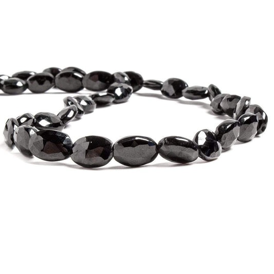 9x6mm Black Spinel Straight Drill Faceted Oval 16 inches 40 pcs