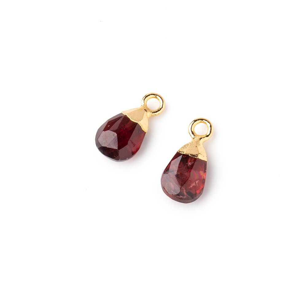 9x6mm Gold Leafed Garnet Faceted Pear Set of 2 Pendants