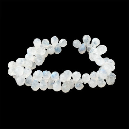 9x6mm Rainbow Moonstone Faceted Tear Drop 8.5 inch 59 Beads