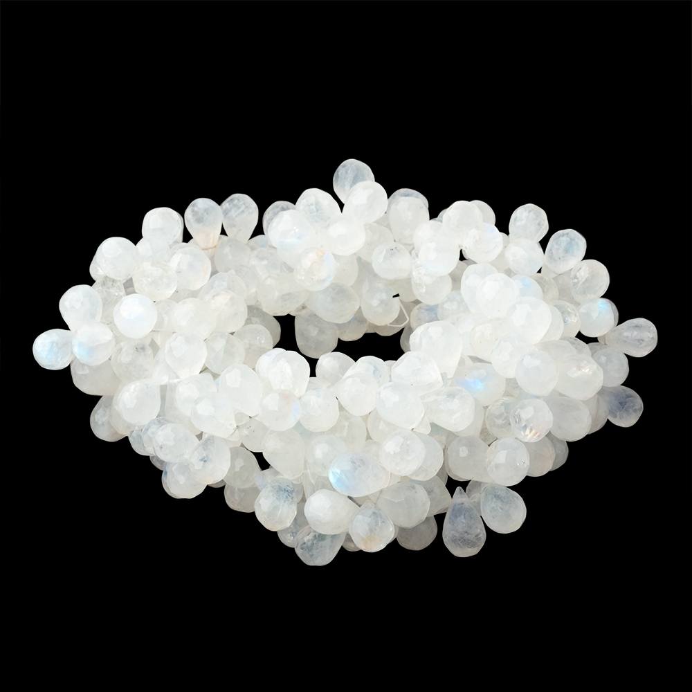 9x6mm Rainbow Moonstone Faceted Tear Drop 8.5 inch 59 Beads