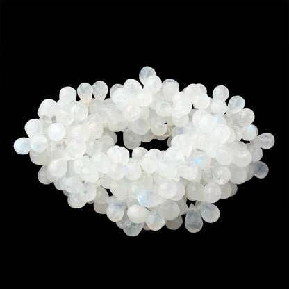 9x6mm Rainbow Moonstone Faceted Tear Drop 8.5 inch 59 Beads